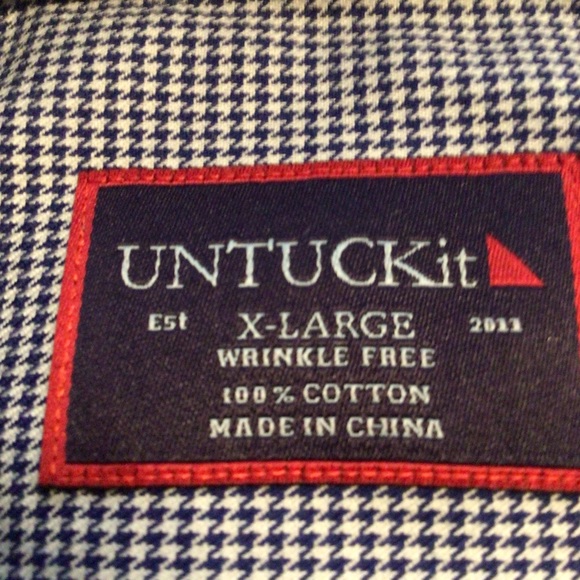 Untuckit Gingham Check Winkle free Men's Button Up Size XLARGE - Picture 6 of 7
